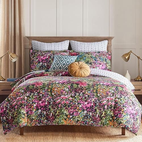 Levtex Home - Basel Comforter Set - Twin Comforter (68x88in.) + One Standard Pillow Case (26x20in.) - Multicolor Floral - Cotton - Image 1