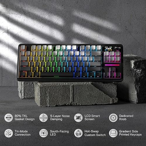 Redragon K743 PRO GB 80% Gasket RGB Gaming Keyboard Hype 1.14’’ TFT Screen & Knob, 84 Keys Mechanical Keyboard, 5-Layer Noise Dampening, Hot-Swap South-Facing Socket, Gradient PBT Keycaps, US LAYOUT thumbnail 2
