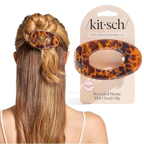 Kitsch Large Flat Claw Clips for Women - Stylish Flat Hair Clips, Strong Hold for Thick & Fine Hair | Non-Slip for Secure, Comfortable All-Day Wear | Ideal Gifts for Women - Tortoise Design - Image 1