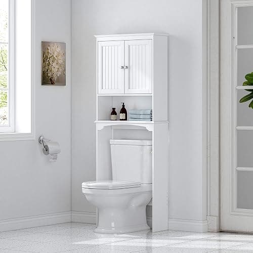 Spirich Over The Toilet Storage Cabinet, Bathroom Shelf Over Toilet, Bathroom Storage Cabinet Organizer, White thumbnail 4