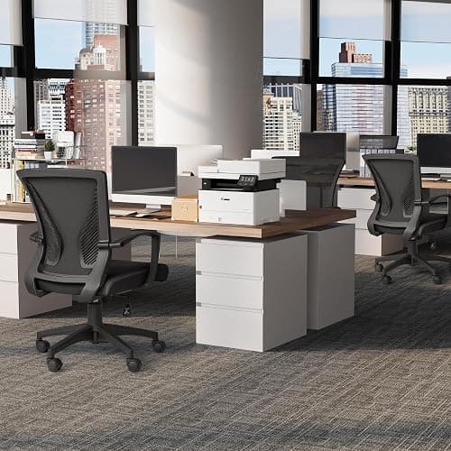 Furmax Office Chair Ergonomic Computer Desk Mesh Chair Mid Back Swivel Lumbar Support with Armrest (1, Black) thumbnail 2