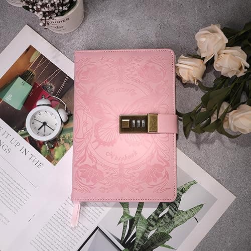 TIEFOSSI Diary with Lock for Women Girls, Lined Locked Journal, Butterfly Journal Notebook with Pen and Bookmark, A5 Refillable Locking Journals for Writing, 224 Numbered Pages thumbnail 8