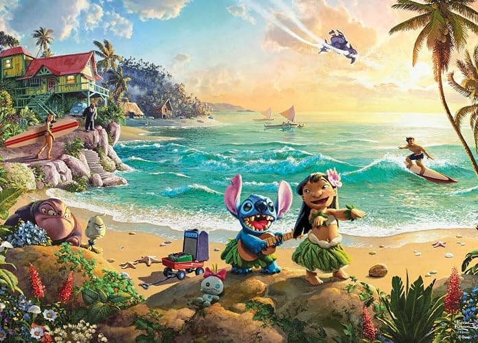 Ceaco - Thomas Kinkade Disney - Lilo and Stitch - 1000 Piece Jigsaw Puzzle | Thomas Kinkade Disney Art, Made in USA, Recycled Board, Finished Size 26.6 x 19 in, Includes Poster, Frameable Art, Giftable thumbnail 2