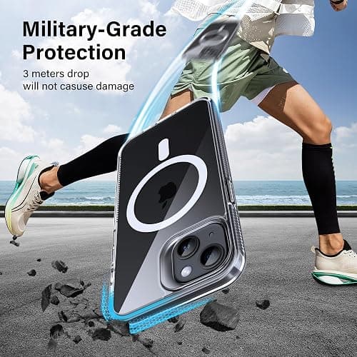 Supdeal Magnetic Clear Case for iPhone 15, [Compatible with MagSafe] [Non Slip Bumper & Not Yellowing] Military Grade Shockproof Transparent Silicone Phone Cover, 6.1", Transparent thumbnail 6