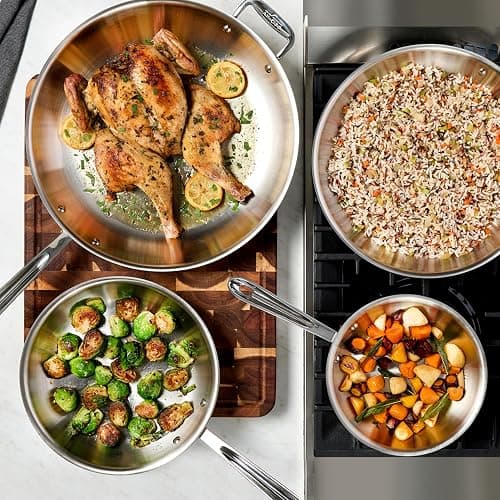 All-Clad D3 12" Stainless Steel Frying pan W/Lid, 3-Ply Stainless Steel Pan, Induction, Oven Broiler Safe 600F Skillet, Professional Cookware, Silver thumbnail 5