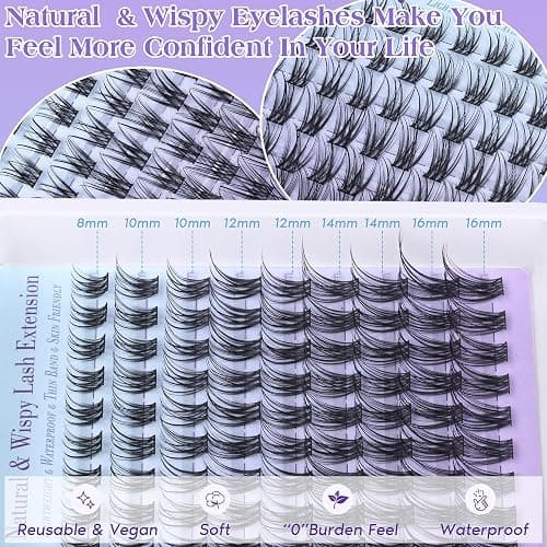 Lash Clusters Kit Wispy Eyelash Extension Kit Natural Lash Extension Kit CC Curl Cluster Eyelash Extensions DIY Individual Lashes Kit Eyelash Clusters Kit with Bond and Seal Tweezers by Vanssymunlin - D-Lightweight thumbnail 6