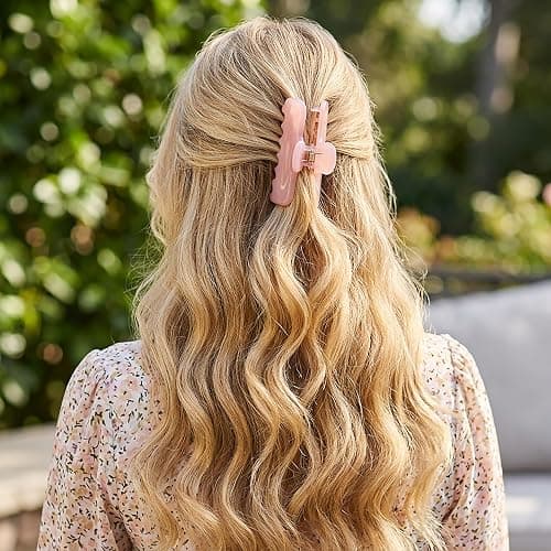 Emma Lily 3.9-Inch Large Premium Acetate Rectangle Claw Clip - Light Pink, Non-Slip Strong Hold for Thick Hair, Gifts for Women, 1 Pack thumbnail 2
