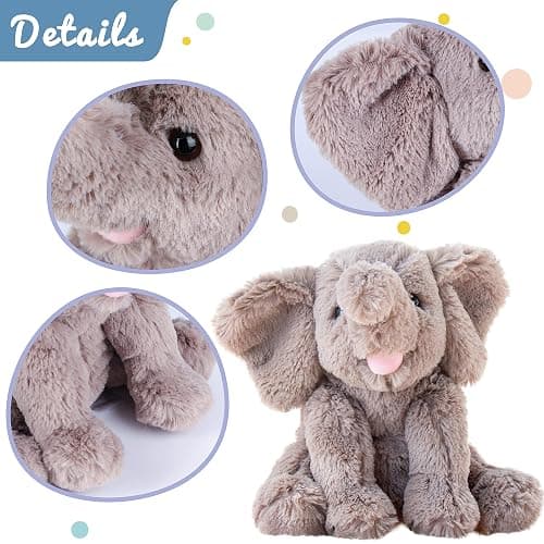 Hopearl Adorable Plush Calf Elephant Toy Floppy Elephish Ultra Soft Stuffed Animal Gift for Boys Girls Kids Toddlers, Gray, 9'' thumbnail 5