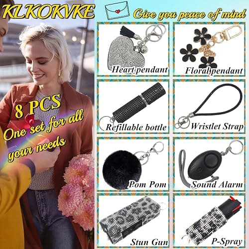 KLKOKVKE Gift Keychain Set for Women Including Wrist Strap, Heart Accessory, Petal Decor and Pom Pom thumbnail 3
