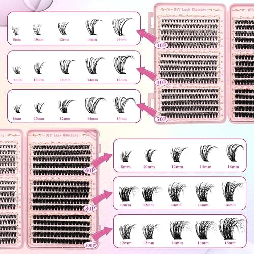 Gmagictobo DIY Lash Clusters Kit Volume Lash Clusters Thick Eyelash Extension Kit Individual Lashes Thin Band Lashes Clusters Lash Bond and Seal Lash Tweezers - Amazing thumbnail 4