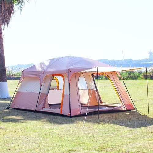KTT Extra Large Tent 6-10-12-14 Person(A),Family Cabin Tents,2 Rooms,3 Doors and 3 Windows with Mesh,Straight Wall,Waterproof,Double Layer,Big Tent for Outdoor,Picnic,Camping,Family Gathering thumbnail 8