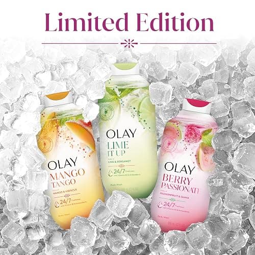 Olay Body Wash for Women, 24/7 Skin-Loving Freshness, Miami Mocktails, Plant Based Cleansers, Vitamin B3 & Antioxidant Blend, All Skin Types, Berry Passionate with Passionfruit & Guava Scent, 22 fl oz thumbnail 9