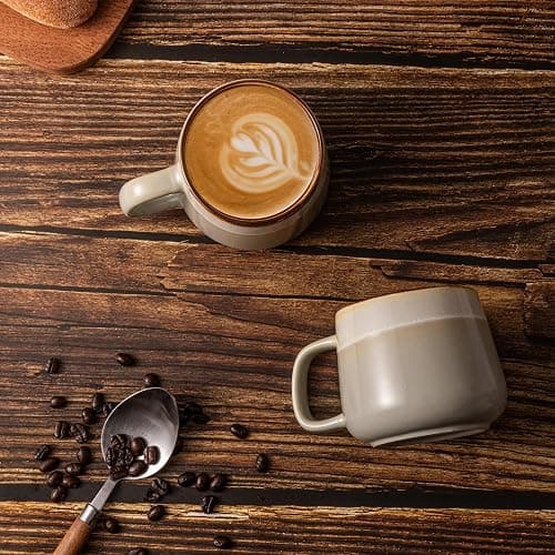 Ava Nord Ceramic Coffee Mugs Set of 4, 12 oz Stoneware Coffee Cups with Comfortable Handle for Latte, Tea, Cappuccino, Cocoa -Microwave and Dishwasher Safe - Modern Unique Aesthetic - Reactive Glaze thumbnail 2
