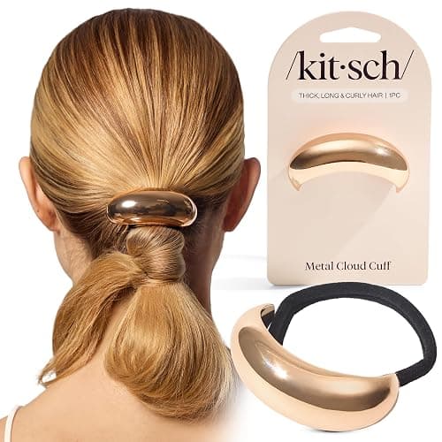 Kitsch Gold Hair Cuffs – Metal Ponytail Cuff for Women – Durable, Elegant Holder for Ponytails, Braids & Updos – Gold Hair Accessory | Ideal Gifts for Women - Large, 1pc thumbnail 6