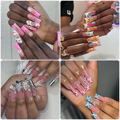 Pizadix 100 pcs 3D Sliver Nail Charms Y2K Cute Nail Charms Set with Kity, Butterfly, Bow, Star, Heart,Cross for Nail Art Decoration Y2K thumbnail 9