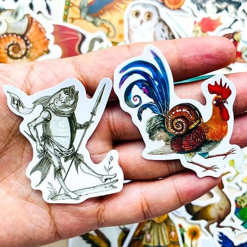 50 Pcs Medieval Creatures Stickers – Vintage Fantasy Mythical Monster Decals for Scrapbooking, Journaling, Laptops, Gothic Aesthetic, Medieval Art Vinyl Sticker Pack thumbnail 2