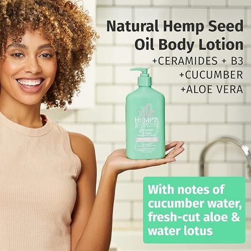 Hempz Body Lotion - Cucumber & Aloe Herbal Limited Edition Daily Moisturizing Cream, Shea Butter, Aloe, Cucumber Extract Body Moisturizer - Skin Care Products, Hemp Seed Oil - 17 Fl Oz thumbnail 3