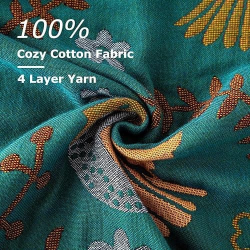 Boho Throw Blanket for Bed 100% Cotton Ultra Soft Rustic Quilt Queen Blanket Bird Floral Printed Farmhouse Decor Large Fall Bed Blankets,90"×98" All Season Rustic Throw for Sofa Couch Chair thumbnail 7