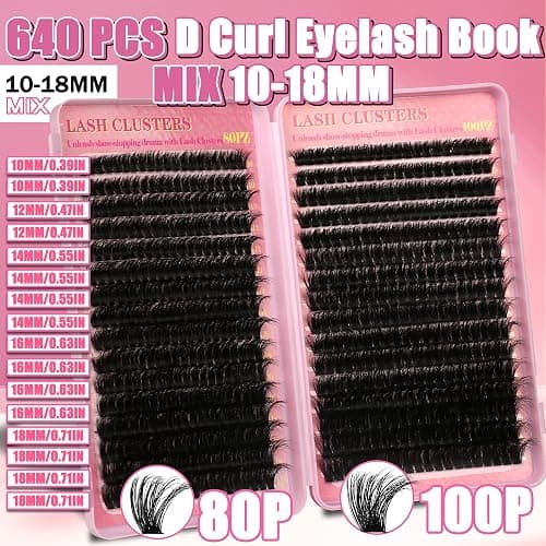 Gmagictobo Lash Clusters 80D 100D C Curl Lash Clusters Kit DIY Lash Extension Kit 640Pcs 10-18MM Individual Lashes Clusters Eyelash Extensions with Lash Bond and Seal Lash Tweezers thumbnail 6
