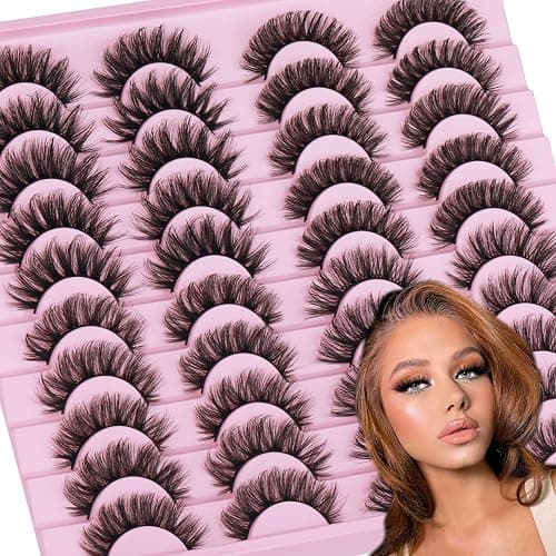 20 Pairs False Eyelashes Natural Faux Mink Lashes Wispy Cat Eye Lashes Fluffy 4 Styles 5D Volume Fake Eyelashes Pack by TNFVLONEINS thumbnail 4