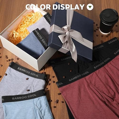 BAMBOO COOL Men's Ultra Breathable Underwear,No Riding Up Boxer Briefs with ComfortFlexible Waistband,Multipack thumbnail 6