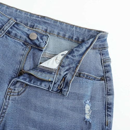 THUNDER STAR Womens Stretchy Mid Rise Flare Jeans Distressed Denim Bell Bottom Pants thumbnail 4