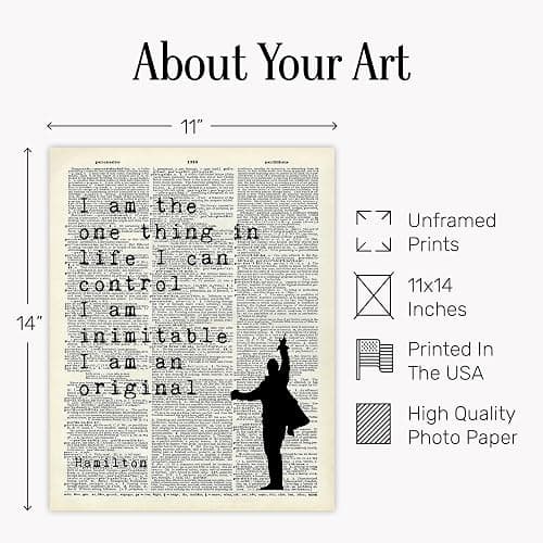 Hamilton Musical Quote Dictionary Art 11x14 - Broadway Wall Decor - Just You Wait Typography Print - Lin-Manuel Miranda Inspired Home Office Gift - Vintage Theater Fan Art - Unframed thumbnail 2