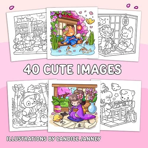 Cozy Japan: Cute Coloring Book for Adults and Teens with Charming Characters and Delightful Japanese Scenes for Relaxation thumbnail 2