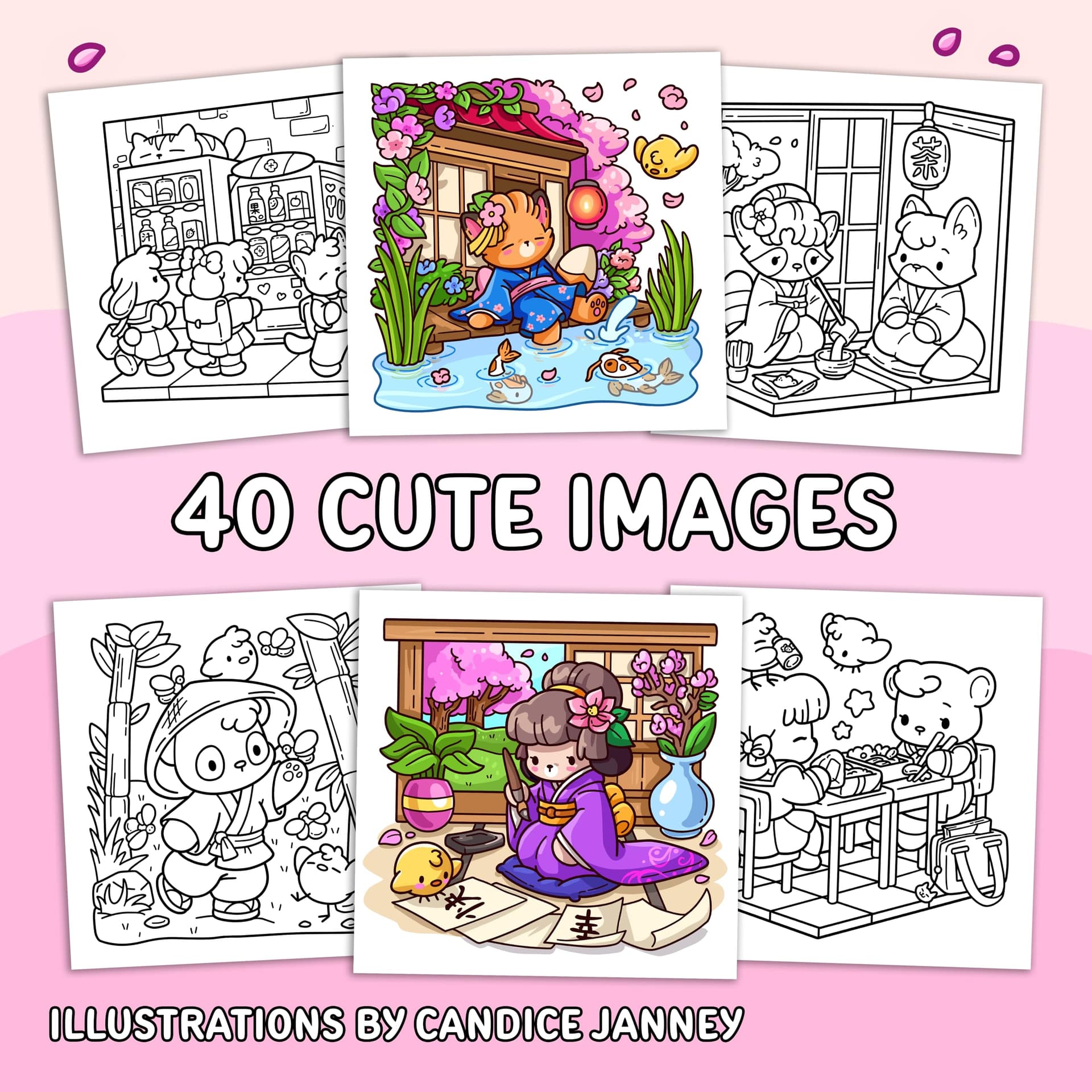 Cozy Japan: Cute Coloring Book for Adults and Teens with Charming Characters and Delightful Japanese Scenes for Relaxation thumbnail 2