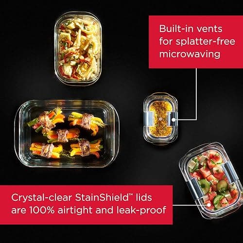 Rubbermaid Brilliance Glass Food Storage Containers, 3.2 Cup, Set of 4, BPA-Free, Leak-Proof, Clear thumbnail 2