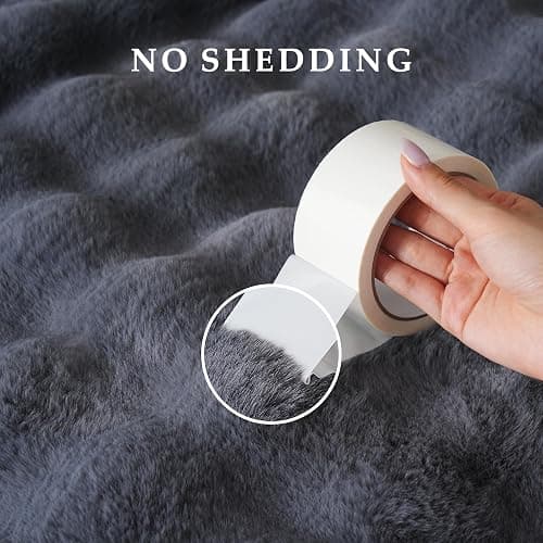 BENVWE Faux Fur Throw Blanket for Couch - Thickened Fluffy Soft Bubble Blanket for Living Room Home Decor - Fathers Day Birthday Gifts for Women Men, Grey, 50" x 60", 1300GSM thumbnail 6