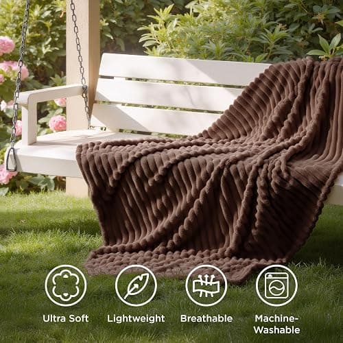 Bedsure GentleSoft Fondue Fudge Fleece Blanket for Couch - Cozy Soft Blankets for Women, Cute Small Throws for Girls, 50x60 Inches thumbnail 6