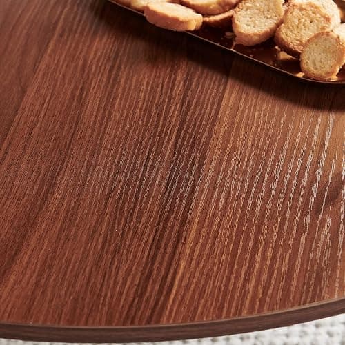 Saint Mossi Glass Round Coffee Table for Living Room, Middle-Century Modern Style, Coffee Brown Glass Top & Walnut Brown MDF Wood Top, with Gold Finish Legs & Frame thumbnail 6