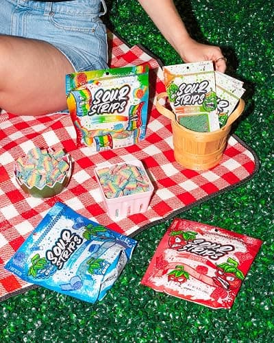Sour Strips Sour Candy Belts, Blue Raspberry Resealable Candy Bags, 10.2 Ounce (Pack of 2) thumbnail 2