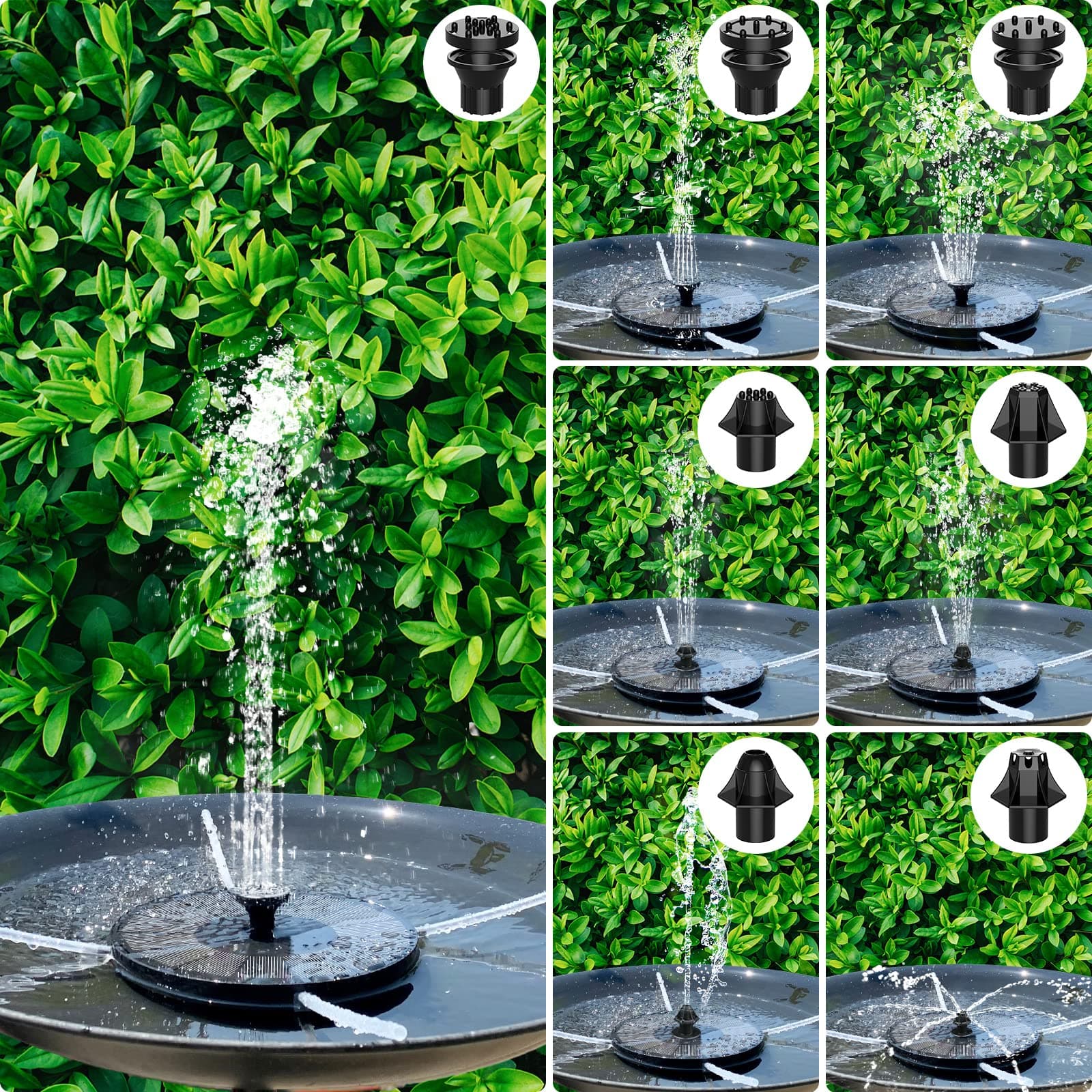Solar Fountain, Floating Solar Powered Water Fountain Pump for Bird Bath, Garden, Pond, Pool, Outdoor Solar Founatin (2.5W) thumbnail 5