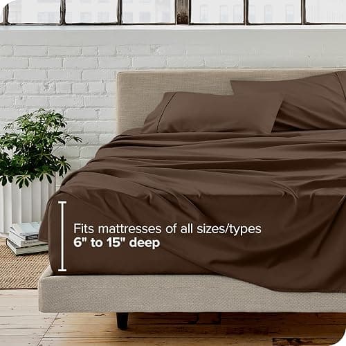 Bare Home Queen Sheet Set - Luxury 1800 Ultra-Soft Microfiber Queen Bed Sheets - Double Brushed - Deep Pockets - Easy Fit - 4 Piece Set - Bedding Sheets & Pillowcases (Queen, Cocoa) thumbnail 5