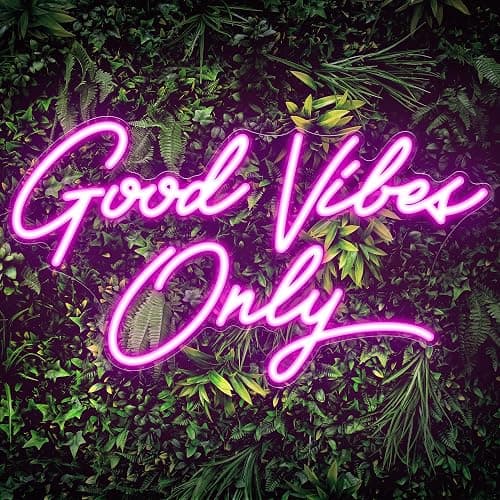 Kavaas Good Vibes Only Neon Signs for Wall Decor 17.7" x 9.9" | Pink Good Vibes Only LED Sign for Bedroom, Party, Bar, Salon - Best Gifts for Birthday, Christmas - Image 1
