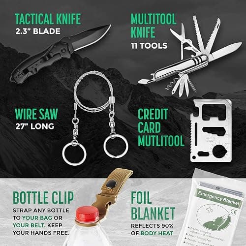 Pathway North Emergency Survival Kit for Disaster Tactical Survival Multi Tool Bug Out Bag, Boat, Hunting, Outdoor Hiking Camping Gear, Essentials for Adventures thumbnail 6