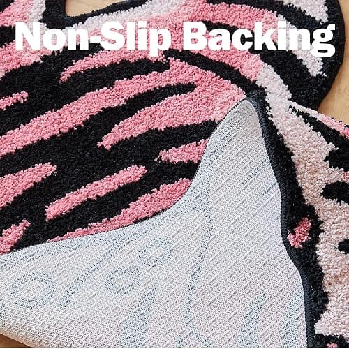 5x3.3 ft Tibetan Tiger Area Rug Tufted High Pile XLarge Indoor Machine Washable Carpet with Nonslip TPR Backing - Bedroom, Bathroom, Living & Dining Room Home Décor, Pink thumbnail 4