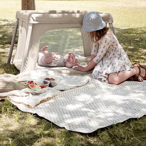 Newton Baby Compact Travel Crib & Play Yard | Breathable & Washable Mattress, Foldable Carry-On Size, Backpack Straps, Newton Bassinet Attachment NOT Compatible - Sand thumbnail 8