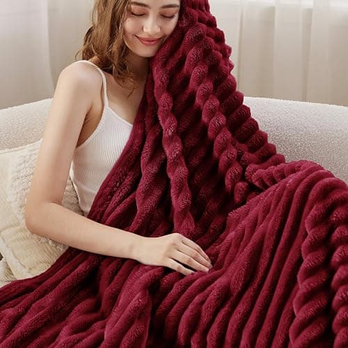 Bedsure GentleSoft Deep Red Blanket for Couch - Cozy Soft Blankets for Women, Cute Small Throws for Girls, 50x60 Inches - Image 1