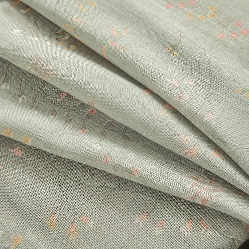 Joydeco Blue Floral Boho Curtains 84 Inch Length 2 Panels, Super Soft Bohemian Farmhouse Curtains with Tassels, Semi Sheer Light Filtering Drapes for Bedroom Living Room (Rod Pocket, 52Wx84L) - Floral 2 - 52"W x 84"L (Pack of 2) thumbnail 5