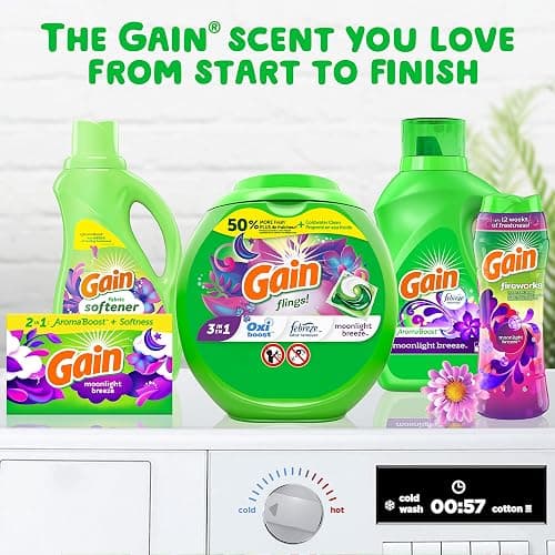Gain Dryer Sheets Fabric Softener | Moonlight Breeze | Anti-Static | 240 Sheets, Pack of 4 thumbnail 8