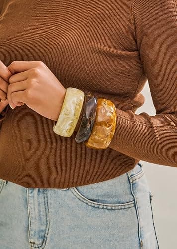 LILIE&WHITE 3 PCS Acrylic Resin Bracelet For Women Trendy Chunky Bangle Bracelets Fashion Colorful Bracelet Jewelry Gift thumbnail 3