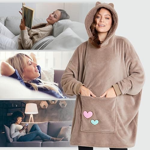 Get Trend Pusheen Oversized Blanket Hoodie for Women, Teens with Sherpa Hood, Soft Fleece Hoodie Blanket Cozy Gifts for Women thumbnail 4