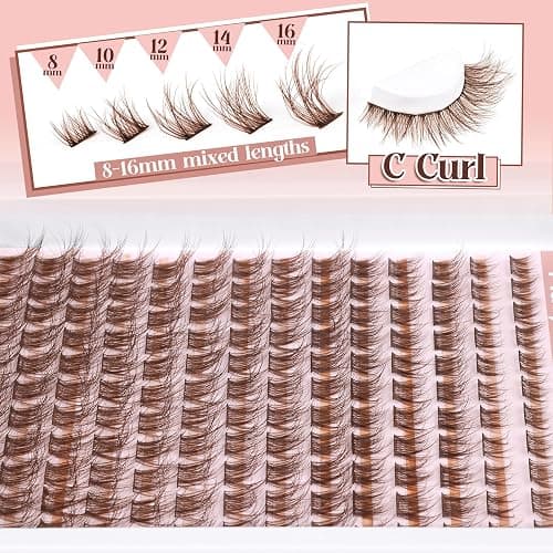 Brown Lash Clusters Natural Lash Extensions Wispy Eyelash Clusters 154 Pcs C Curl Lashes Clusters for Everyday Wear Beginner Friendly Dark Brown Cluster Eyelash Extensions by Mavphnnee - Brown thumbnail 4