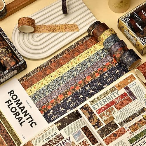 Songdao 12 Rolls Chinoiserie Washi Tape Set Chinese Arts Adhesive Tapes Geometric Garden Decorative Masking Tape Sets for Craft, Kids, Scrapbook, DIY, Gift Wrapping (Serene Mountain Abode) - Serene Mountain Abode thumbnail 8