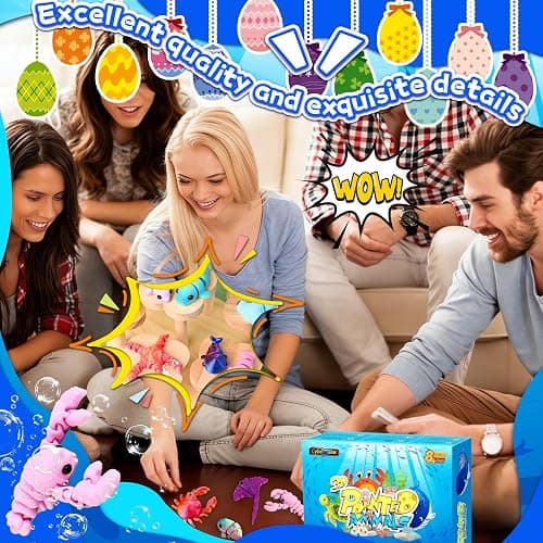 Cybermaker 30 Pcs 3D Printed Ocean Animals Set, Mini Animals Easter Gifts - Cute Articulated Flexible Figurines Fidget Toys for Easter Basket Stuffers Party Favors Pets Office Home Decor thumbnail 5
