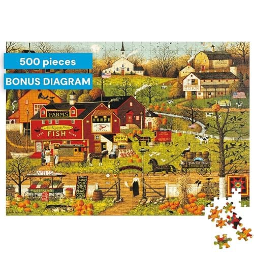 Buffalo Games - Blackbirds Roost at Mill Creek - Charles Wysocki - 500 Piece Autumn Jigsaw Puzzle for Adults - Fall Harvest Americana Scene - Cozy Puzzle for Game Nights thumbnail 7