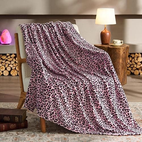 BEDELITE Pink Leopard Twin Size Blanket – Soft & Cozy Cheetah Blanket for Couch, Bed & Sofa, Lightweight Fleece Animal Print Decor, 60"x 80", Pink thumbnail 2